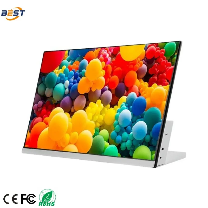 Landscape display on a white tabletop stand showing colorful fruit